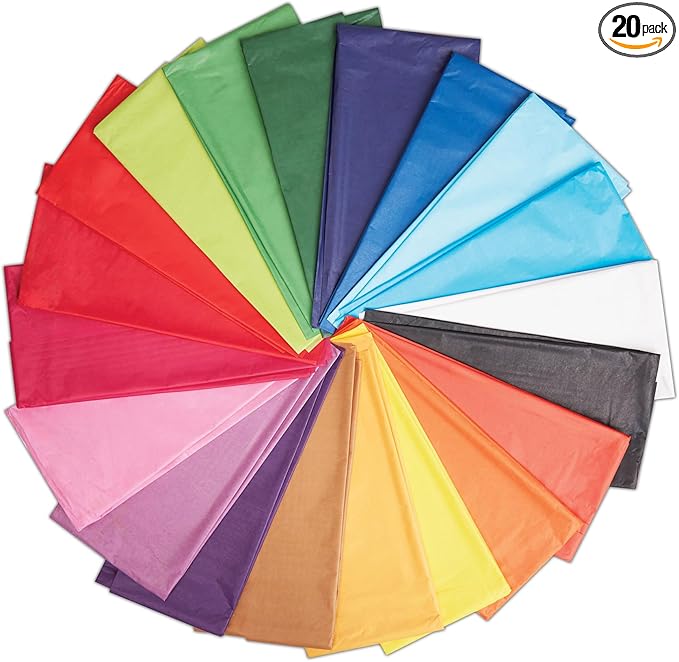 Stephens 750 x 500 mm Tissue Paper - Standard Colours, 20 Sheets