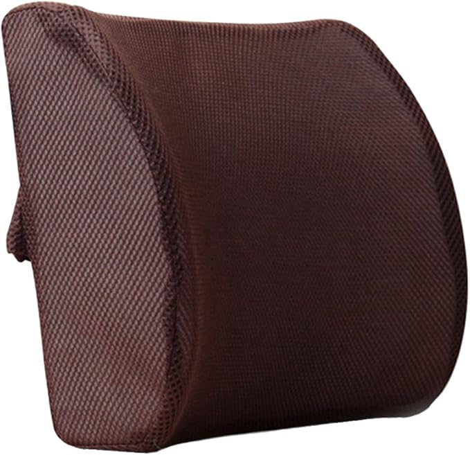 Memory Foam Lumbar Cushion Lower Back Support Pillow Posture Correcting Car Seat Home Office Chair (Brown)