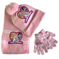 (Princess 1) 3pcs Kids Boys Girls Beanie Hat Scarf Gloves Set Princess Elsa Sofia Minnie Winter Warm Knitted Sets Suitable For 3-8 Years