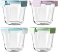 Glass Food Storage Soup Containers with Lids set 4, Meal Prep Reusable Airtight Round Lunch Bowls Boxes, Kitchen Cooking Pantry Organizers Breakfast Porridge Pots, Suitable for Microwave Freezer