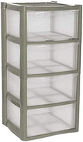 4 Drawer Large Plastic Storage Drawer Tower Perfect for Schools, Offices and Children's Toys Storage Solution (Grey)