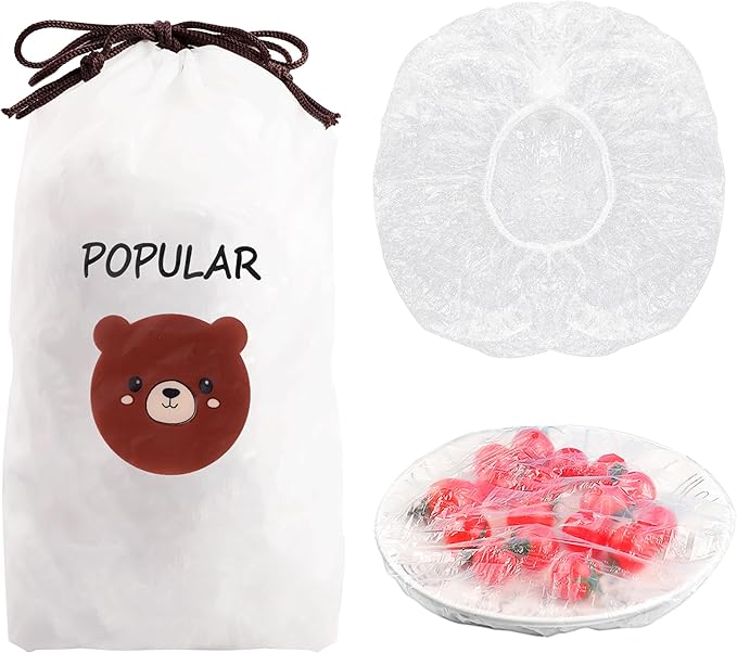 100 Pcs Fresh Keeping Bags, Cling Film Bag Plastic Food Storage Covers for Fruit Preservation and Food Storage