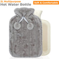 Hot Water Bottle With Fluffy Cover 2 Litre Rubber Bottle Bag - Large