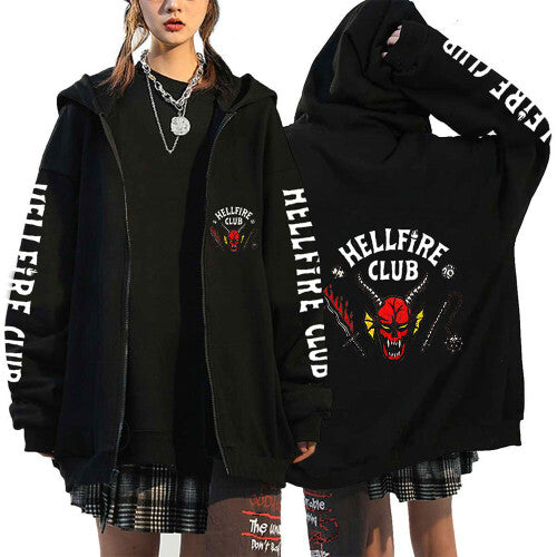 (M) Stranger Things Womens Zipper Hooded Sweatshirt Long Sleeve Jacket Winter Coat