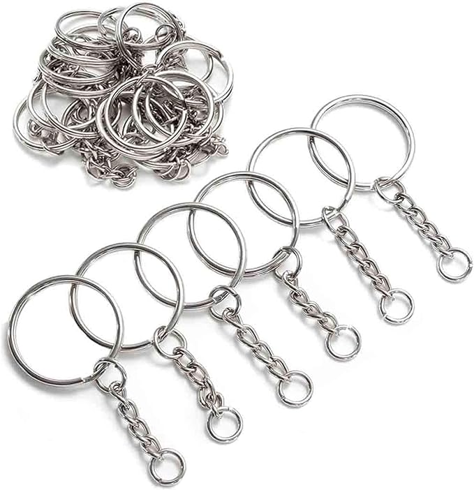YHYZ Keychain Ring Set, Splits Key Ring Hoops with Chain + Jump Rings, for DIY Craft Tassels Resin Art Jewellery Making
