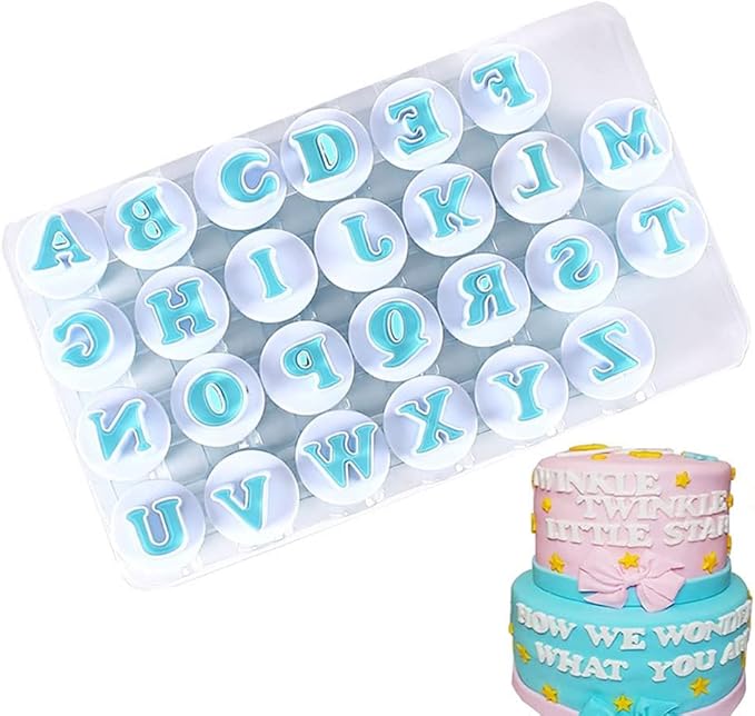 26 PCS Alphabet Cookie Cutter Letters Fondant Cake Decorating Icing Cutters A-Z for Wedding Birthday Christmas Baby Shower Party Cake Decoration