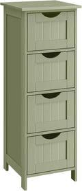 VASAGLE Bathroom Floor Storage Cabinet, Bathroom Storage Unit with 4 Drawers, Bathroom Cabinet Freestanding, 30 x 30 x 82 cm, Living Room, Dining Room, Kitchen, Modern Style, Laurel Green LHC040C02