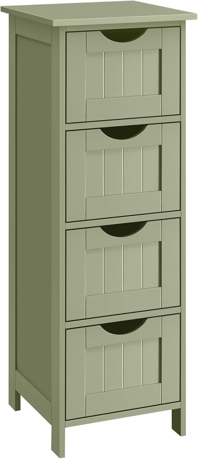 VASAGLE Bathroom Floor Storage Cabinet, Bathroom Storage Unit with 4 Drawers, Bathroom Cabinet Freestanding, 30 x 30 x 82 cm, Living Room, Dining Room, Kitchen, Modern Style, Laurel Green LHC040C02