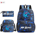Mr Beast Lightning Cat 3-Piece Backpack Set Student Laptop Canvas Bag