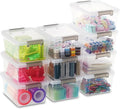 Citylife 10 Pack Storage Boxes with Lids Plastic Small Clear Stackable Box for Shelves Toys, 1.25L