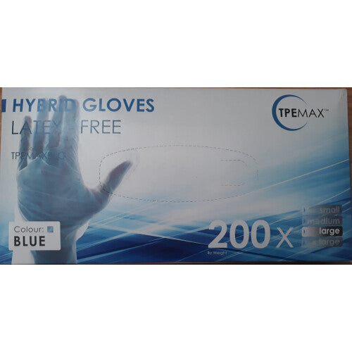 TPEMAX Latex-Free Hybrid Blue Colour 1 Box of 200 Gloves - LARGE Size