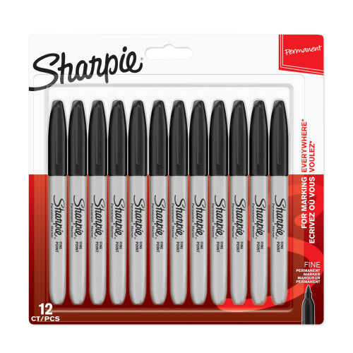 Sharpie Permanent Markers | Fine Point for Bold Details | Black Ink | 12 Marker Pens
