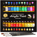 KOLOR KINGDOM Acrylic Paint Set 24 Colours Canvas Paints Kit with 3 Paint Brushes for Crafts,Kids Paints, Paper, Rock Painting, Wood,Ceramic & Fabric
