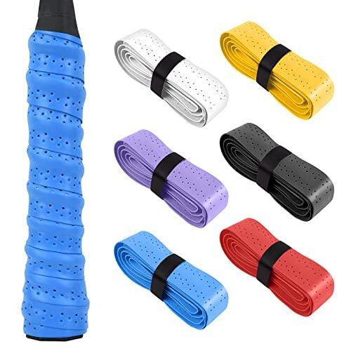 Racquet Grip, 6 Pack Super Absorbent Badminton Racket Grip, PU Anti Slip Racquet Grip Quick-Dry Tennis Racket Grip Tape, Handle Grip Tape for Tennis