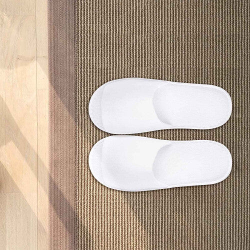 30Pairs Open Toe Toweling Disposable Terry Hotel Guest Slippers