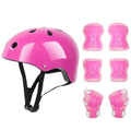 (pink) 7 Pcs Kids Protective Gear Set Roller Skate Helmet Elbow Wrist Knee Pad For Skateboard Cycling Skating Scooter
