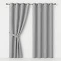 AMEHA Blackout Eyelet Curtains for Bedroom Light Grey Black Out Curtains Thermal Insulated Ring Top Window Treatment Curtain 46 X 54 Inch 2 Panels Tiebacks…