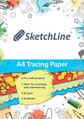SketchLine Tracing Paper A4 Size 25 Sheets (63gsm) with High Transparency & Optimum Thickness for Drawing, Sketching & Dressmaking