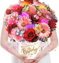 Musical Birthday Cards, 3D Pop-up Daisy & Rose Paper Floral Bouquet Birthday Card with Lights, Happy Birthday Card Gift for Women, Girls, Wife, Mum, Grandma, Sister, Girlfriend