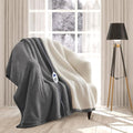 Electric Heated Blanket Throw Fleece Sherpa EXTRA LONG 180cms, (Grey) 9 Heat Settings, Auto Shut Off, Machine Washable