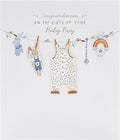 UK Greetings | New Baby Card For Baby Boy | Newborn Gifts | For New Parents | Washing Line Design | With Envelope | 165 x 190 mm