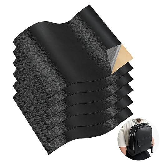 Artificial leather self-adhesive 20 x 30 cm, 6 pieces black leathers repair kit, waterproof artificial leather repair kit, leathers patches self-adhesive for couch, car seat