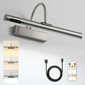 HARPER LIVING Rechargeable Picture Light Satin Nickel, Battery Operated Wall Light with Touch & Remote Control, Dimmable 3 Color Temps, Magnetic Wireless Wall Lamp for Pictures Frame Gallery[Energy Class D]