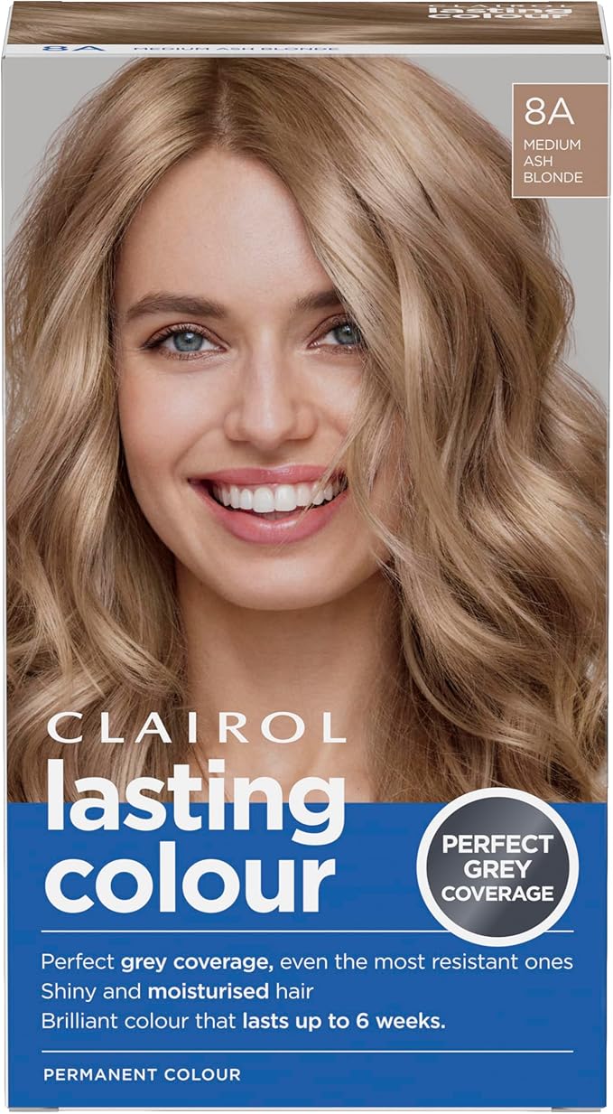 Clairol Lasting Colour Permanent Hair Dye | Ideal Grey Coverage | Shiny and Moisturised Hair | 8A Medium Ash Blonde
