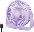 TriPole USB Desk Fan, 3 Speeds Adjustable Strong Wind, 360° Head Rotation, 1.5 m Cable, 4.5 Inches Portable Mini Fan for Table, Home, Office, Indoor, Outdoor, Purple