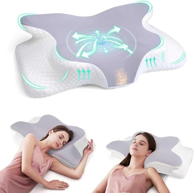 Memory Foam Pillow, Orthopedic Cervical Pillow, Head Support Cushion, Ergonomic for Side Sleeper, Superior Comfort for Neck Shoulder Pain Sleeping
