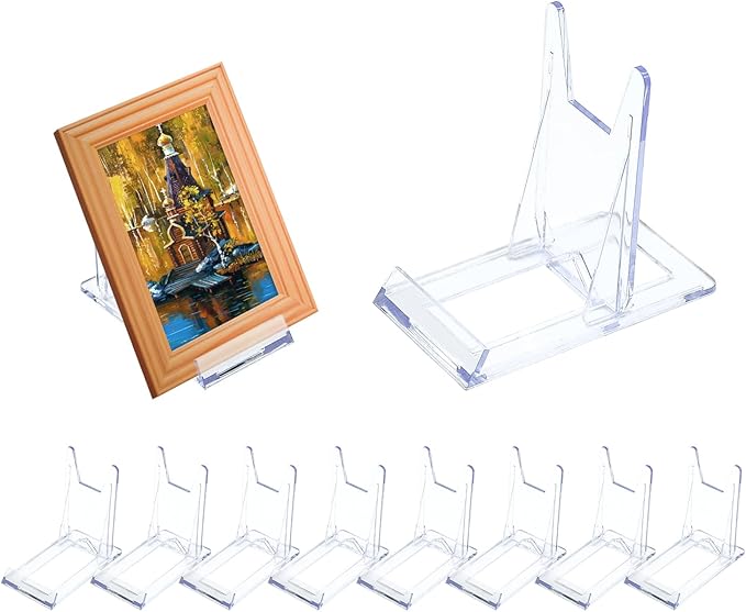 8Pcs Acrylic Plate Stands,Clear Display Stand Adjustable Clear Acrylic Plastic Display Stands Easel Multifunctional Display Holder for Photos, Place Cards, Phones, Books ( 6 x 11.2 x 10.5 cm)
