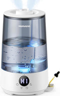 Homvana Humidifier for Bedroom, 3.6L Cool Mist Humidifiers, 360° Rotatable Mist, 34H Runtime, Quiet 16dB, Night Light, Air Humidifier for Baby, Plants, Office, Oil Diffuser, Ultrasonic (Grey)