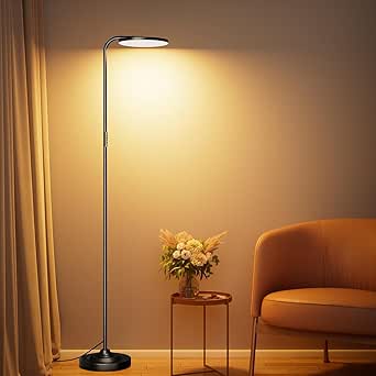 36W LED Floor Lamp, Super Bright Standing Lamp, Modern Stepless Dimmable Torchiere Tall Lamp with Remote Control, 350°Rotating Head Reading Floor Lamp for Living Room, Bedroom, Office[Energy Class F]