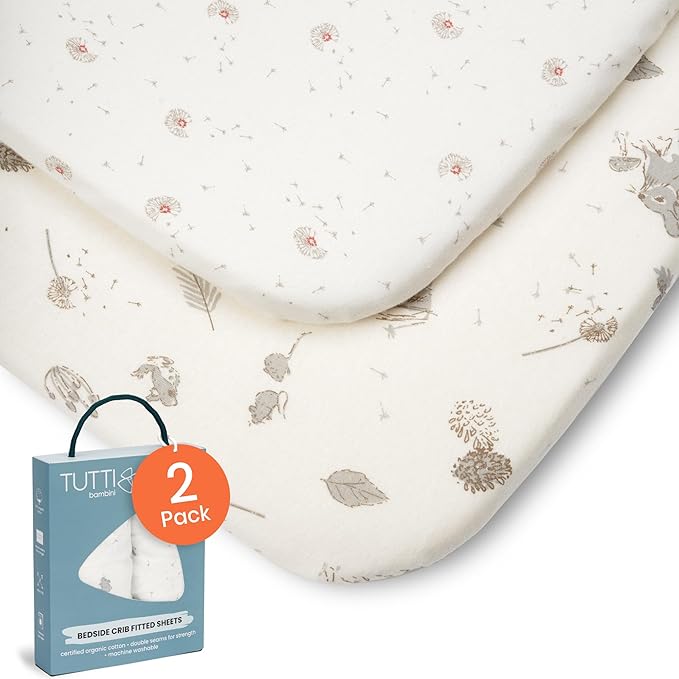 Tutti Bambini Premium Crib 2-Pack Sheets - Soft Bamboo Jersey Next to Me CoZee Sheets, Double Strength