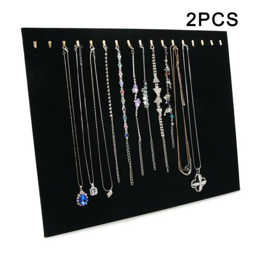 2Pcs Black Velvet Necklace Chain Stand Jewellery Holder Shop Displ