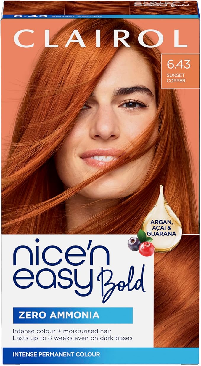 Clairol Nice N Easy Permanent Bold Zero Ammonia Hair Dye 6.43 Sunset Copper