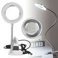 Table Top 8x Magnifying Lamp with USB LED Light for Nail Art, Tattoo & Eyelash Extensions - Adjustable, Clip-On, Foldable