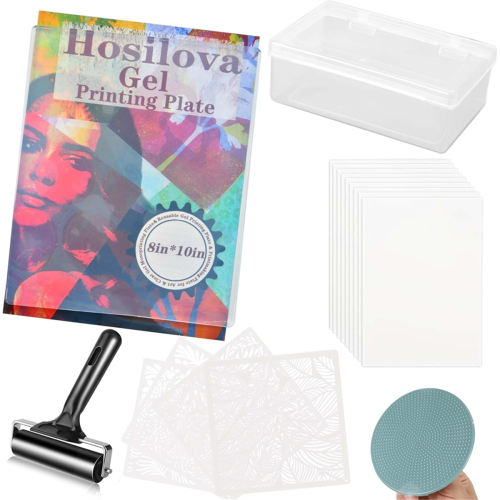Reusable Gel Printing Plate - 8x10In with Rubber,for Card Making, Arts and Crafts,Scrapbooking Journaling