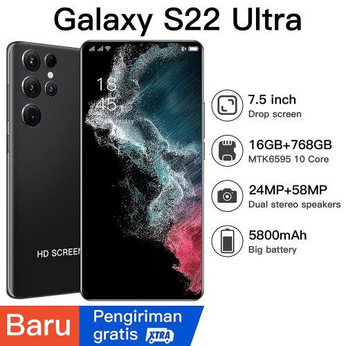 (black) S22 Ultra 7.5 Inch Big Screen Smart Phone