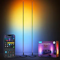 Govee LED Floor Lamp Black, RGBIC Modern Corner Lamp, Smart Standing Lamp with 61 Scene Modes,Music Sync, Corner Floor Lamp for Living Room, Bedroom, 2 Pack[Energy Class G]