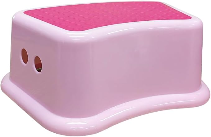 ANSIO Step Stool For Toilet with Non-Slip Surface, One Step Potty Step Stool for Toddlers For Bathroom And Sink, Plastic Kitchen for kids (Pink)