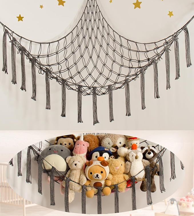 Teddy Hammock - Toy Storage Hammock for Stuffed Animals - Teddy Bear Storage - Soft Toy Storage Net - Nursery Preppy Room Decor