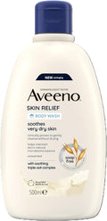 Aveeno Skin Relief Moisturising Body Wash (1x 500ml), Gentle Cleansing Wash with Soothing Triple Oat Complex, Soap-Free, Unscented for Sensitive and Very Dry Skin