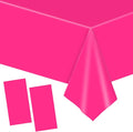 YAAVAAW 137x274cm Hot Pink Plastic Table Cloth Table Cover,2pcs Hot Pink Party Table Cloths Tablecover Table DecorationsTablecloth Party for Picnic,Dining,Wedding,Girls Birthday Tablecloths