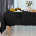 D'Moksha Homes Black Tablecloth 153 x 275 CM - 100% Pure Linen Rectangular Tablecloth - Machine Washable Table Cloth for Winter, Christmas, Holiday
