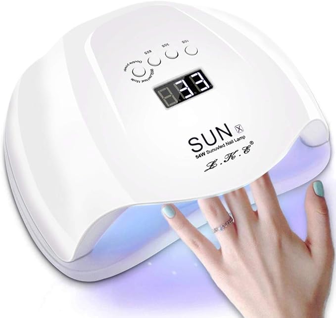 LKE UV Led Nail Lamp Nail Dryer Led Lamp for Gel Nails Polish Curing Light with Auto Sensor 4 Timer 10/30/60/99S White