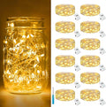 btfarm 12 Pack 3 Modes LED Fairy Lights Battery Operated, 2M 20LED Mini String Lights Battery Powered IP65 Waterproof Silver Wire Small Fairy Lights Indoor Outdoor for Jars, Christmas, Party, Bedroom[Energy Class A+++]