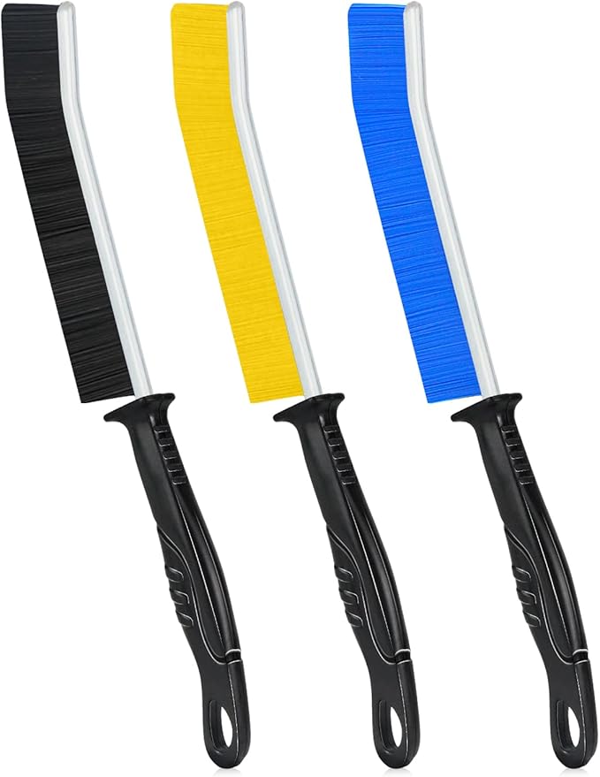 Crevice Cleaning Brush, 3pcs Long Handle Scrubbing brush, Grout brush, Multifunctional Bathroom Tile Groove Gap Thin brush for Narrow Corners in home Kitchen and Window Groove