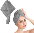 Shakeel Microfiber Hair Towel Wrap | Super Absorbent Hair Turbans for Quick Dry, Grey