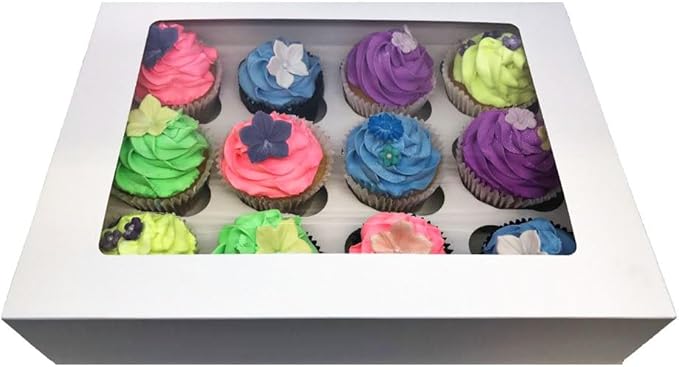 12 Hole Cavity Windowed Cupcake Boxes With Removable Inserts (10)